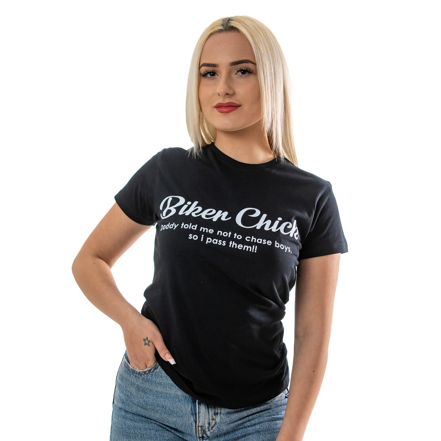BKMZ Biker Chick T-Shirt - Daddy told me not to chase boys so i pass them